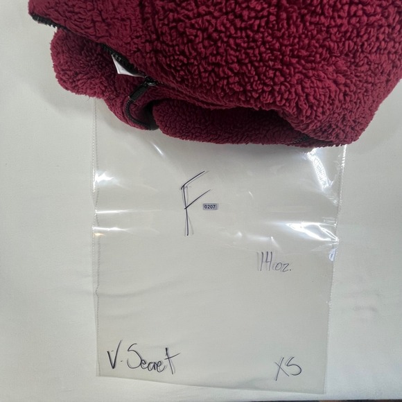 PINK‎ Victoria's Secret Sherpa Fleece Full Zip Jacket Burgundy Maroon Womens XS - Picture 8 of 8